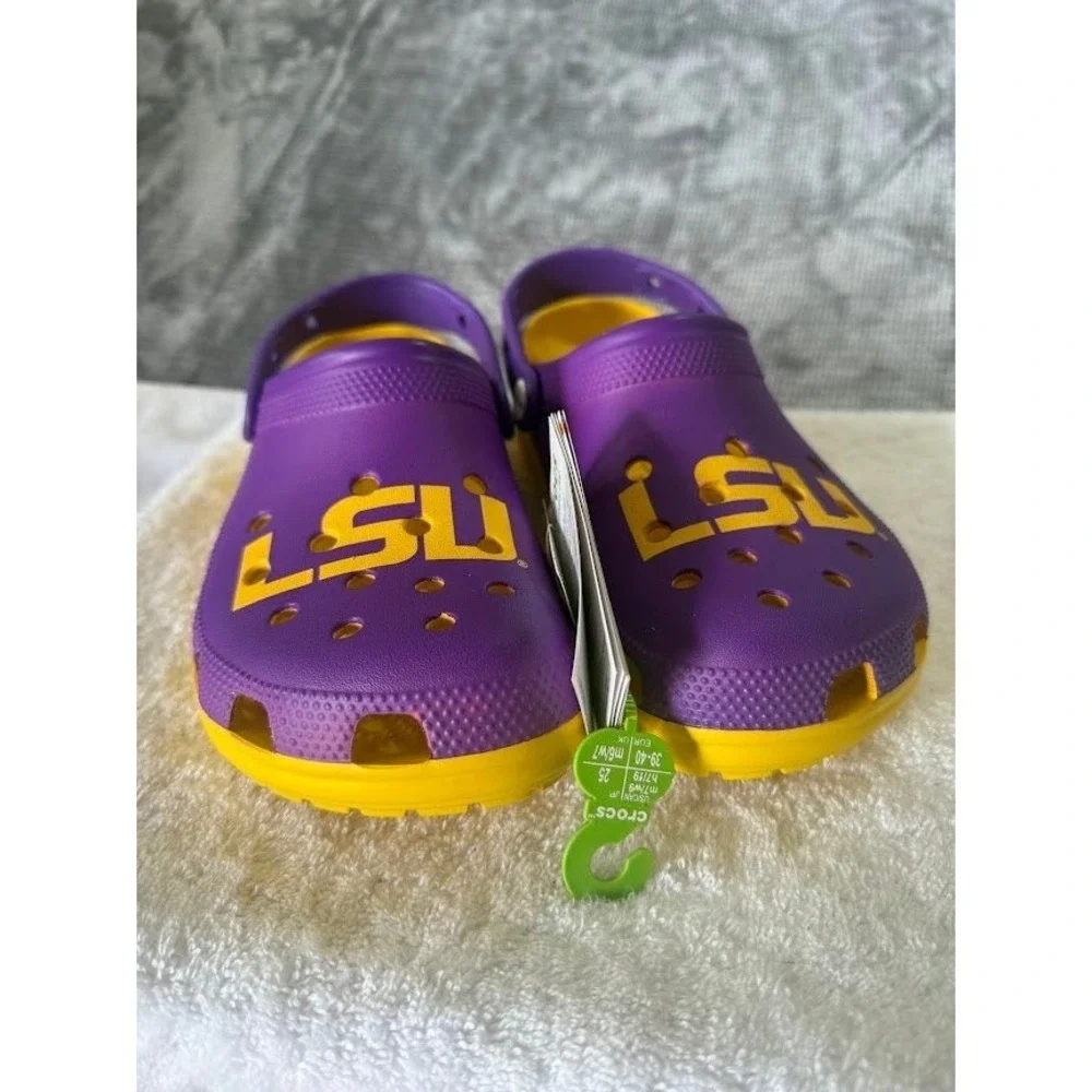 Crocs LSU Tigers Classic Clog Purple Yellow Mens 7 Womens 9 NCAA‎ 205878-75Y NWT